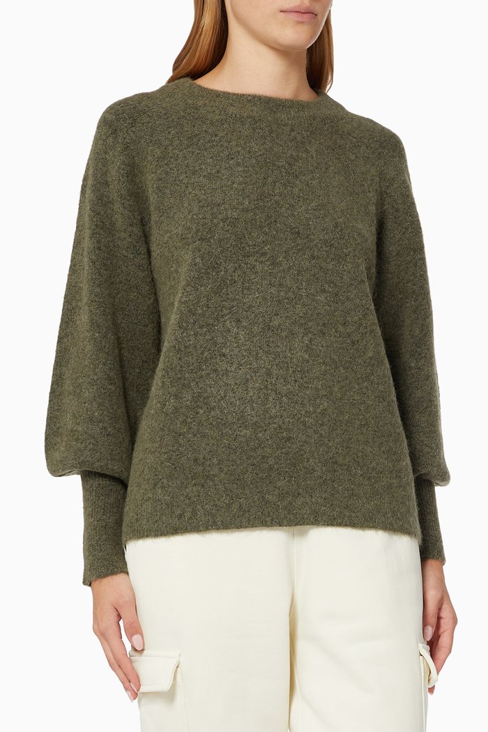 

Balloon Sleeve Pullover in Alpaca Wool & Recycled Polyester, Brown