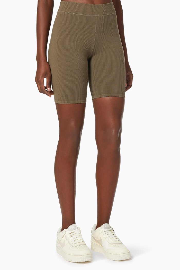 

Seamless Rib Bike Shorts in Cotton, Green