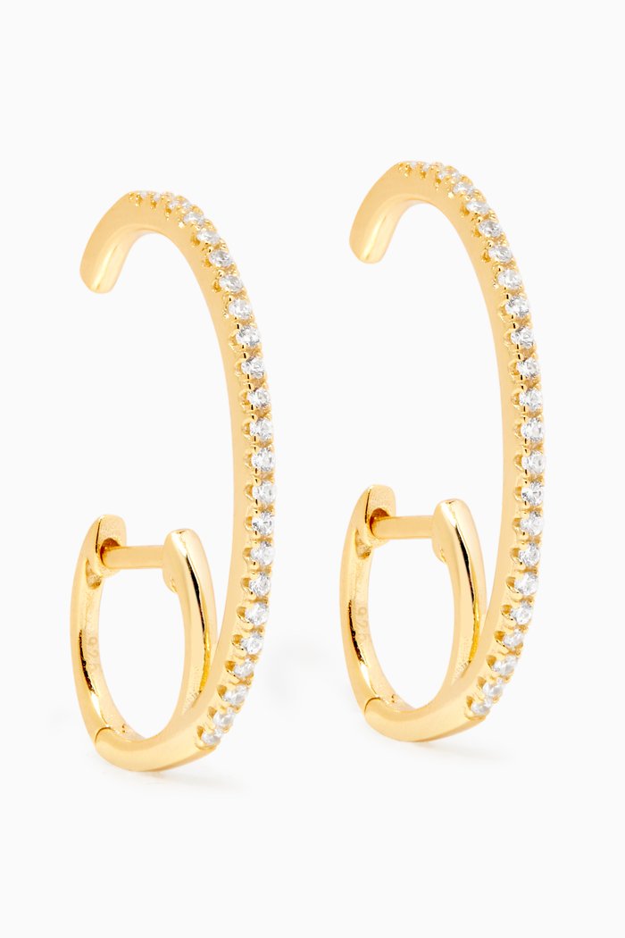 

Pavé Double Suspension Hoop Earrings, Gold