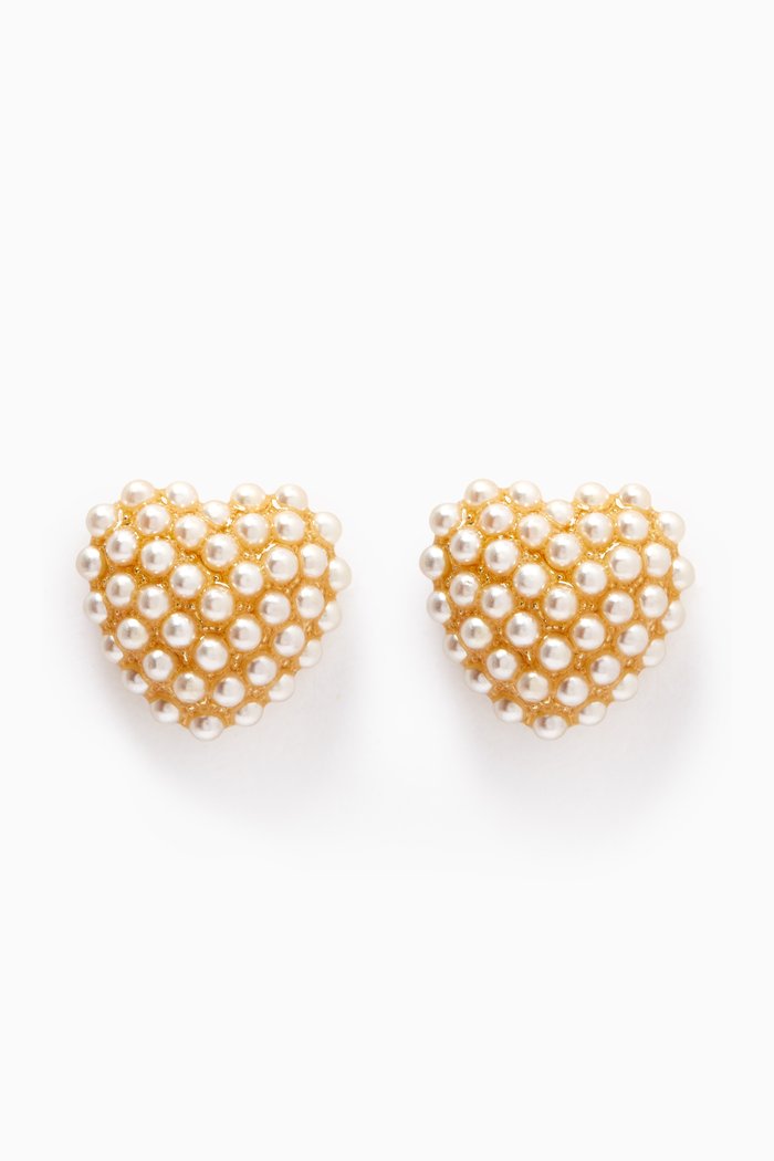 

Heart Pearl Cluster Stud Earrings, Gold
