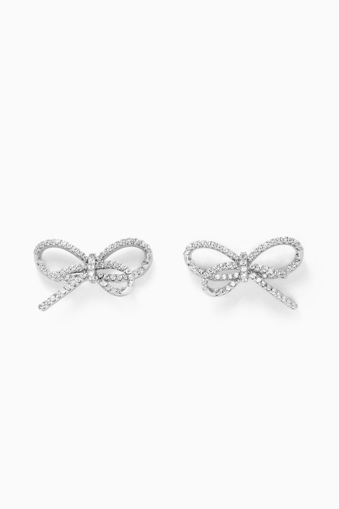 

Pavé Looped Bow Stud Earrings, Silver