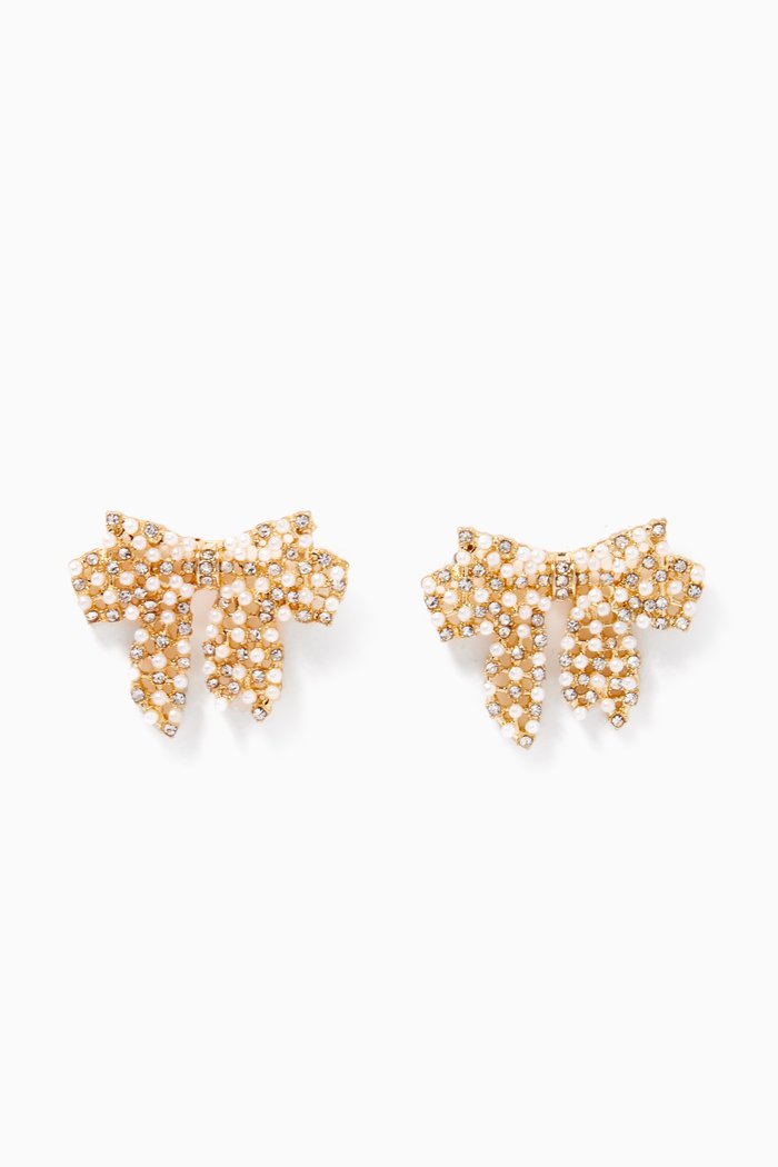 

Bow Pearl Cluster Stud Earrings, Gold