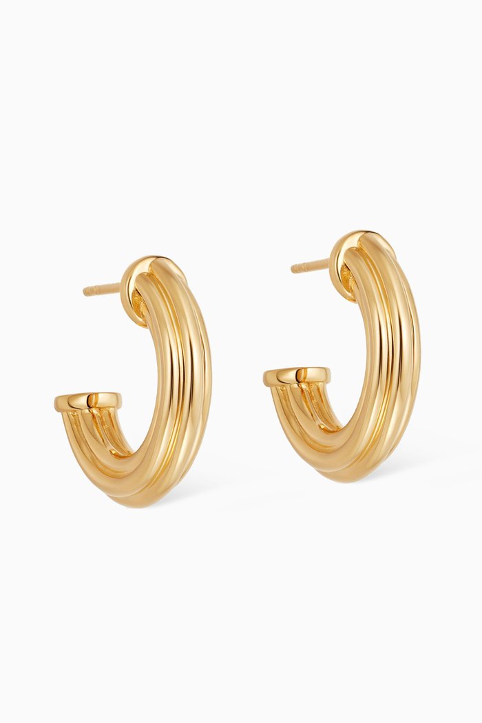

Medium Ridge Hoop Earrings in 18ct Gold Plated