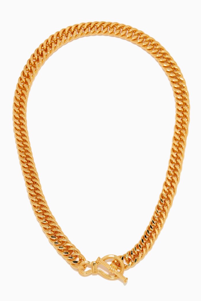 Ridge T-bar Chain Necklace in 18ct Gold Plated
