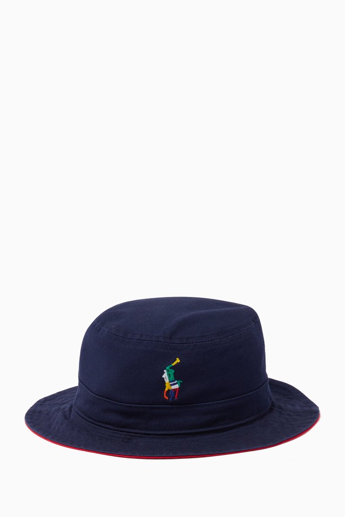 

Reversible Colourblock Bucket Hat in Cotton Twill, Multicolour