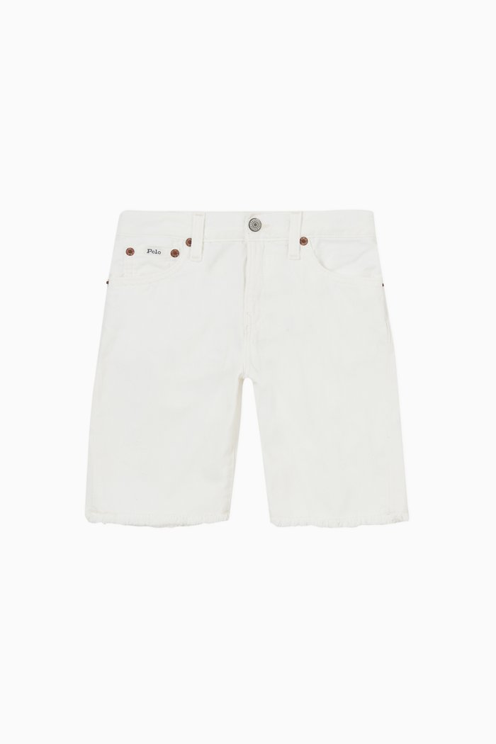 Cut-off Denim Shorts in Cotton, White