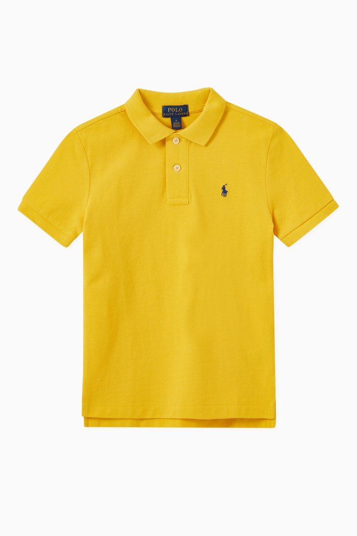 Polo Shirt in Cotton Mesh, Yellow