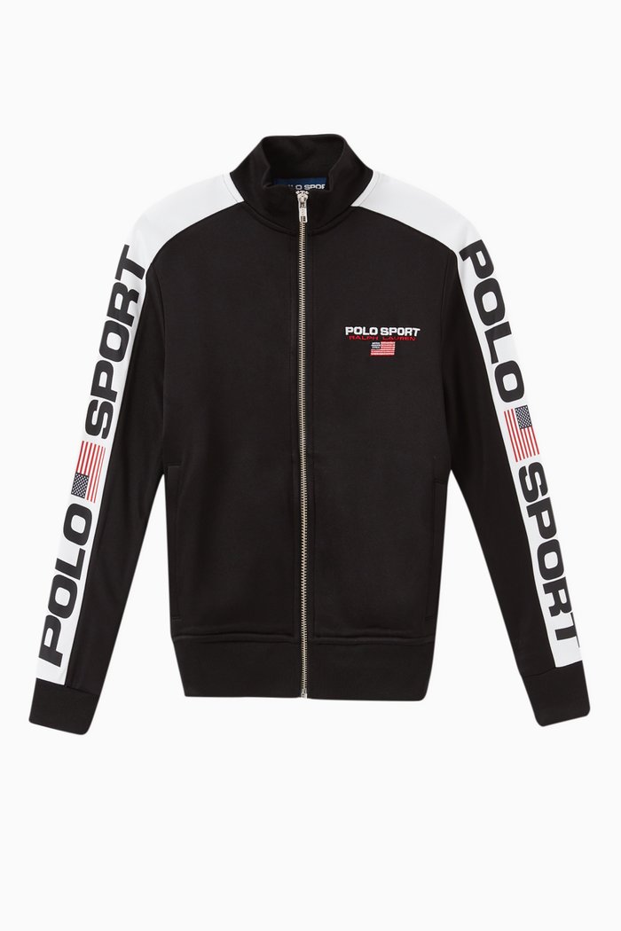 

Polo Sport Track Jacket in Fleece Jersey, Black