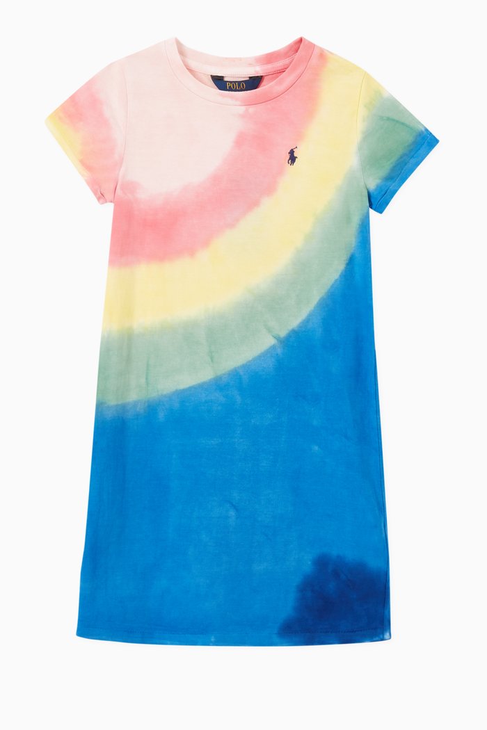 

Tie Dye Print T-shirt Dress in Cotton Jersey, Multicolour