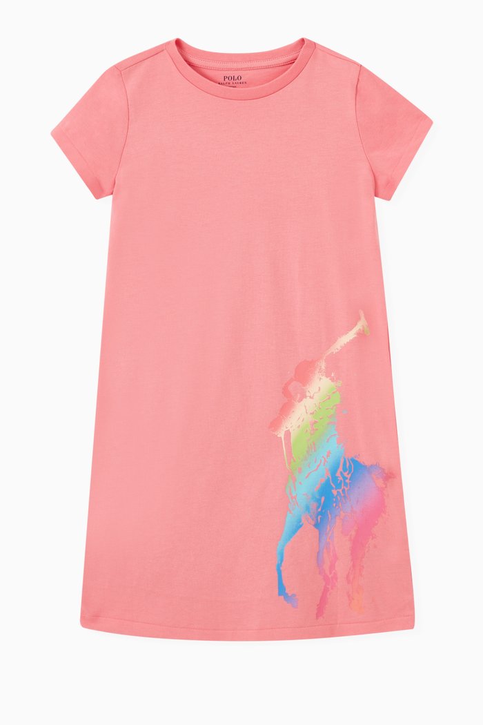 

Ombré Big Pony T-shirt Dress in Cotton Jersey, Pink