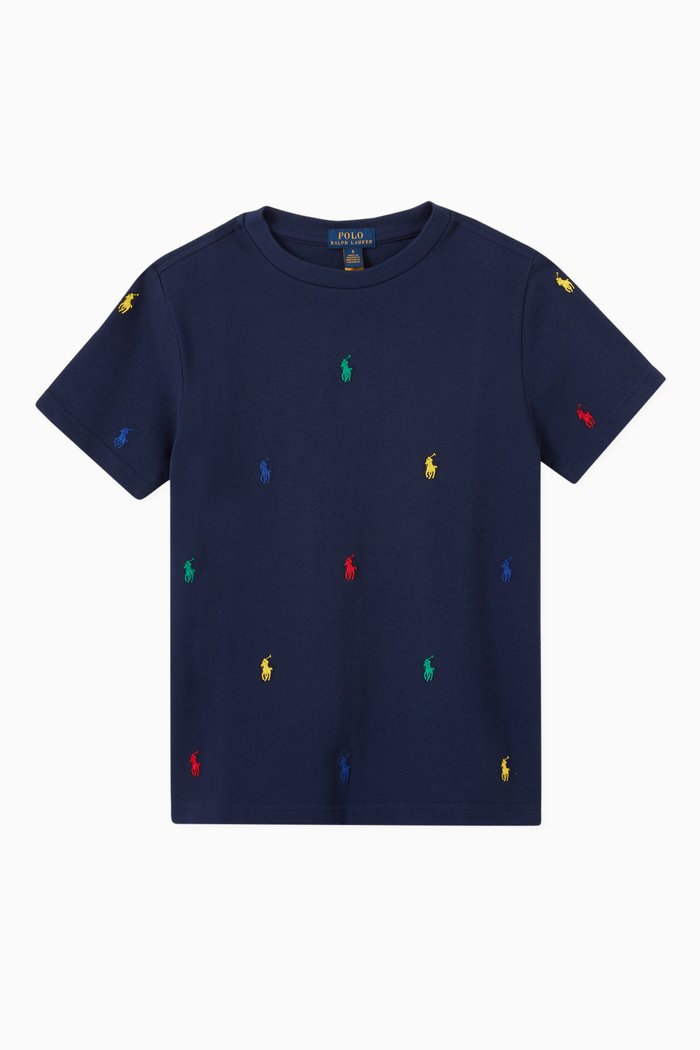 

Polo Pony T-shirt in Cotton Mesh, Blue