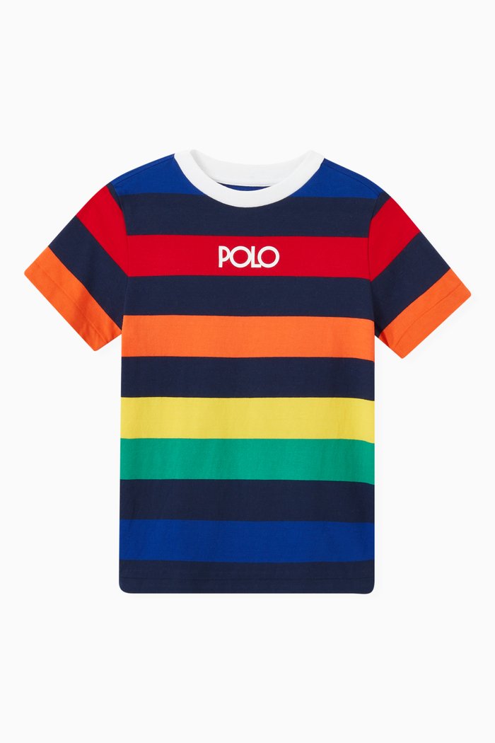 Logo T-shirt in Striped Cotton Jersey, Multicolour