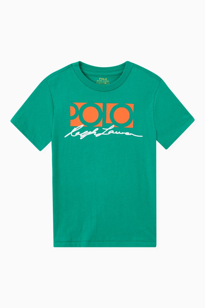 Logo Print T-shirt in Cotton Jersey, Green