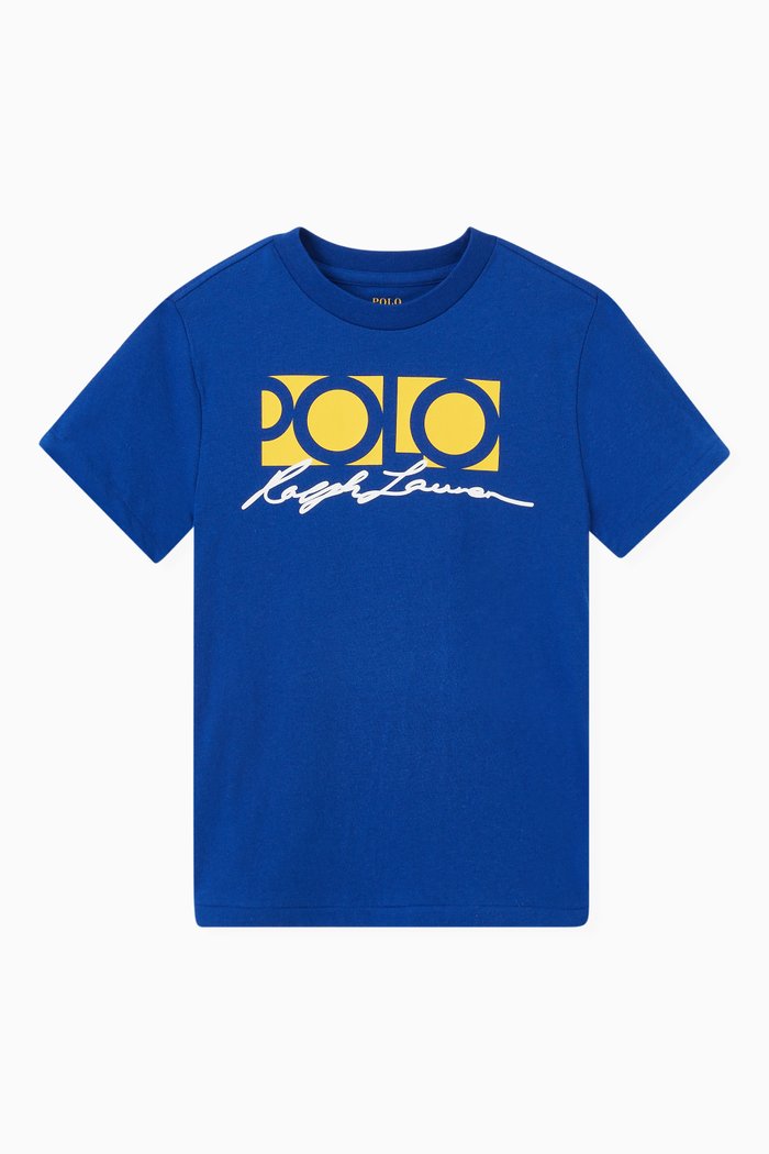 

Logo Print T-shirt in Cotton Jersey, Blue