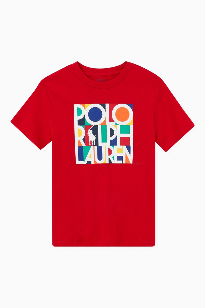 

Colour-block Logo T-shirt in Cotton Jersey, Red