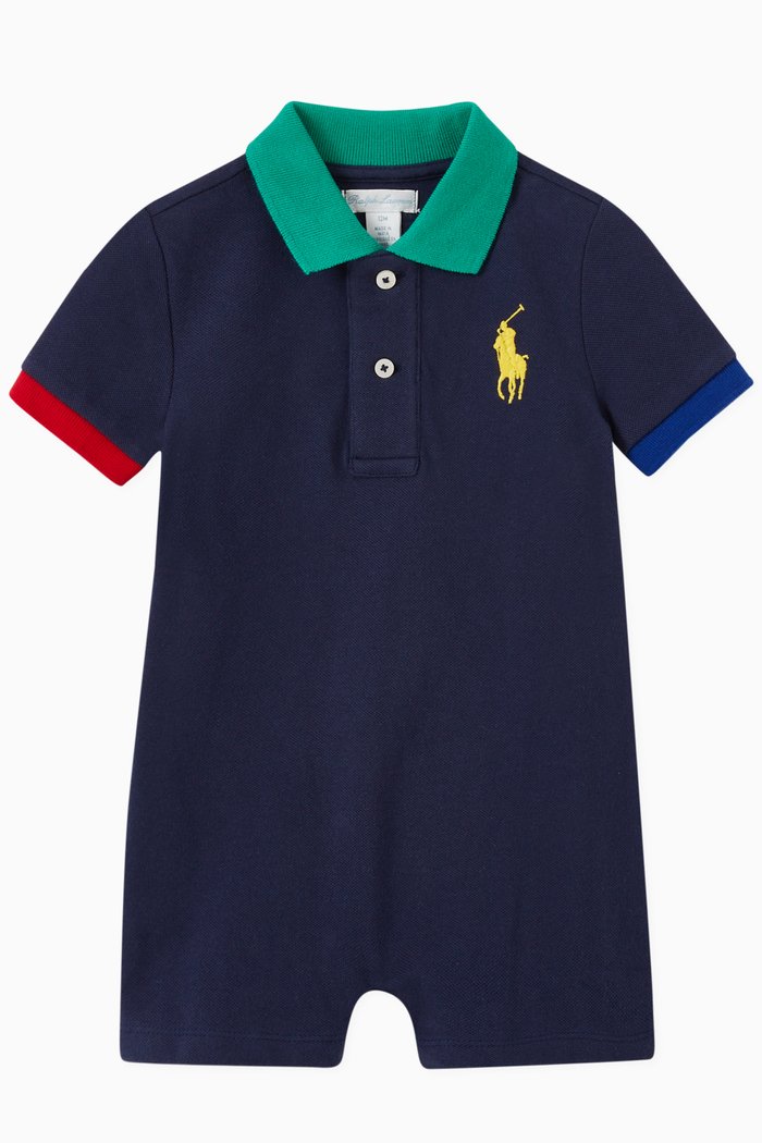 

Big Pony Polo Shortall in Cotton Mesh, Blue