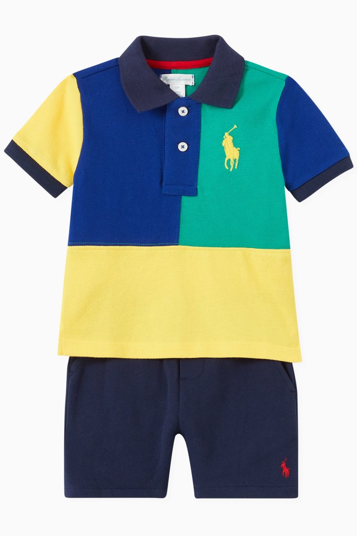 

Polo Shirt & Shorts Set in Cotton, Multicolour