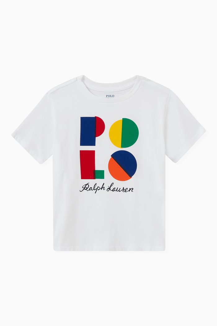 

Abstract Logo Print T-shirt in Cotton Jersey, White