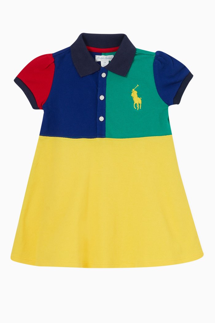 

Polo T-shirt Dress in Cotton Mesh, Multicolour