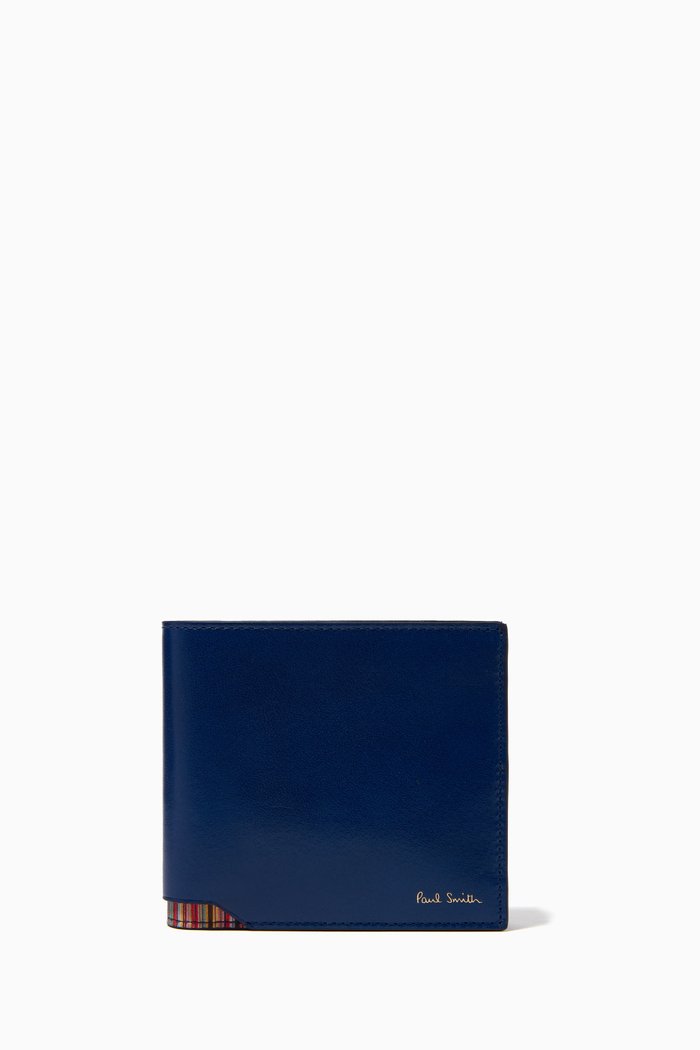 

Signature Stripe Billfold Wallet in Leather, Blue