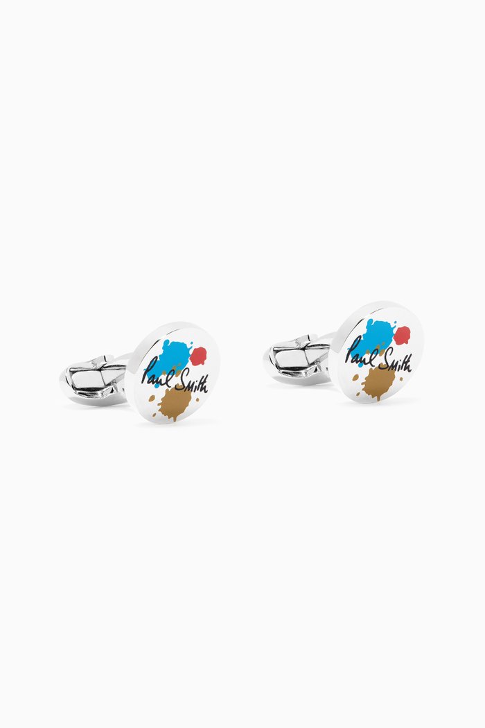 

Paint Splash Logo Cufflinks in Metal, Silver