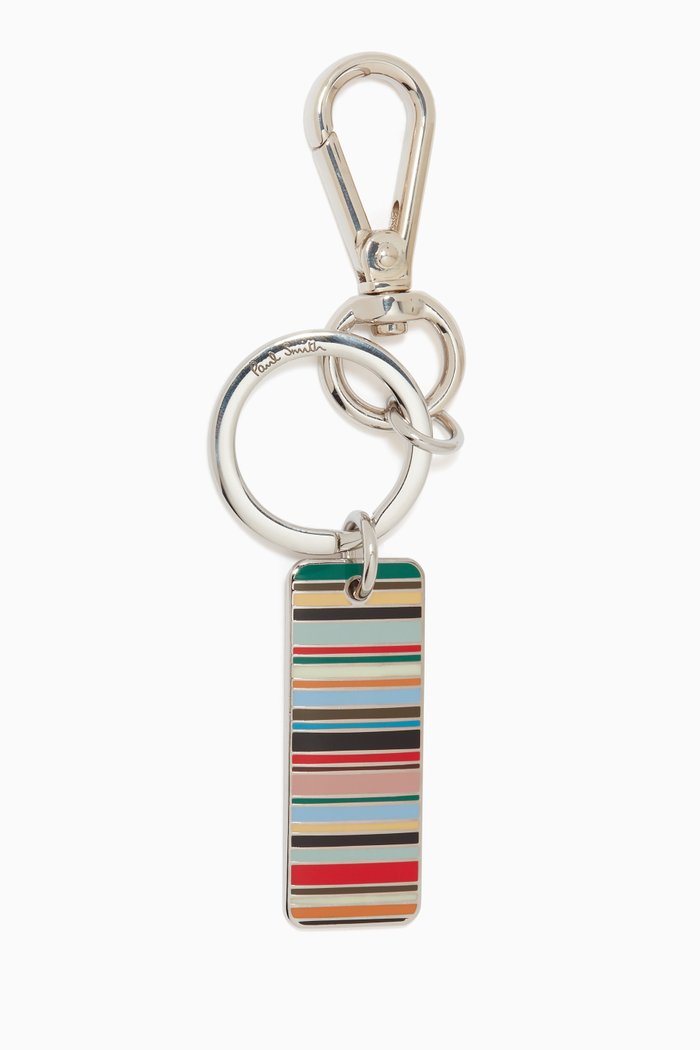 

Signature Stripe Keyring in Metal, Multicolour