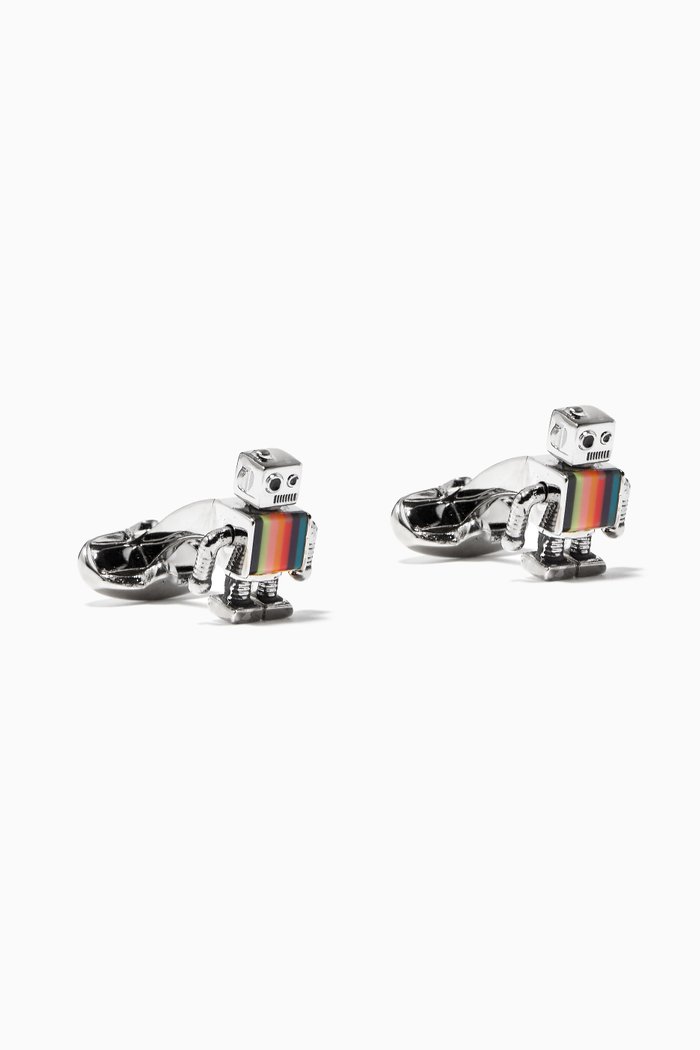

Artist Stripe Robot Cufflinks in Metal, Multicolour