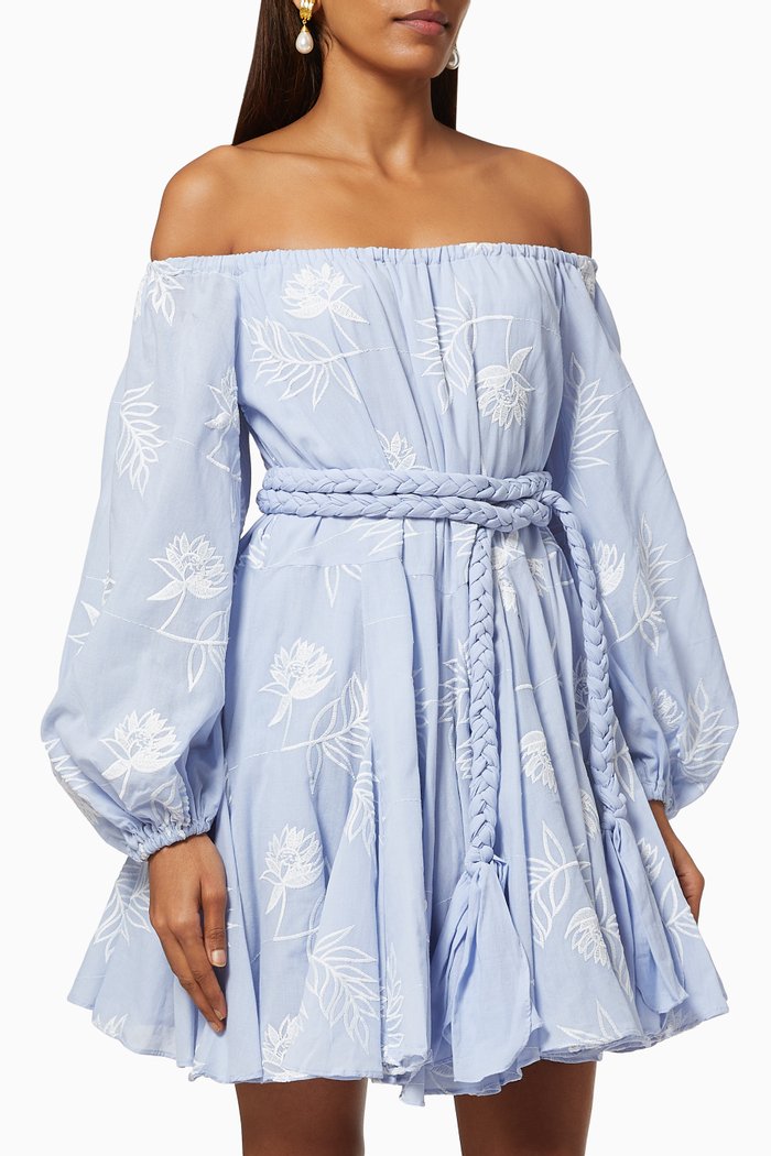 

Charlize Dress in Cotton Blend, Blue