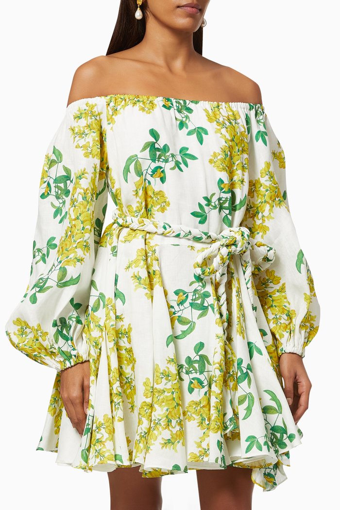 Charlize Dress in Linen, Multicolour