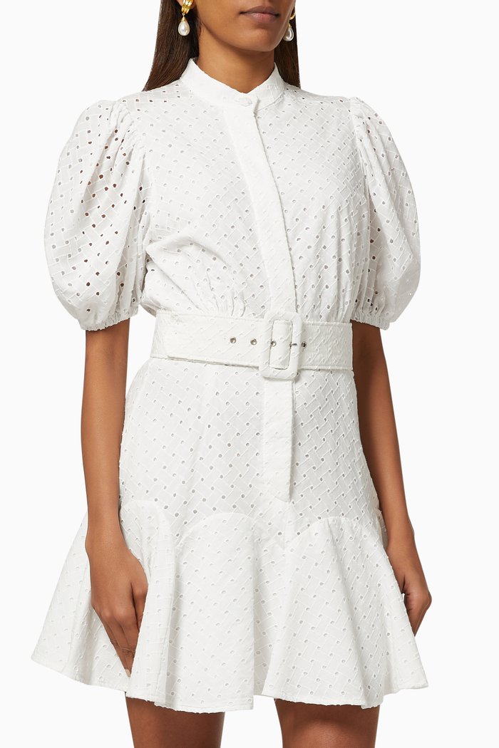 

Cheryl Dress in Broderie Anglaise Cotton Blend, White