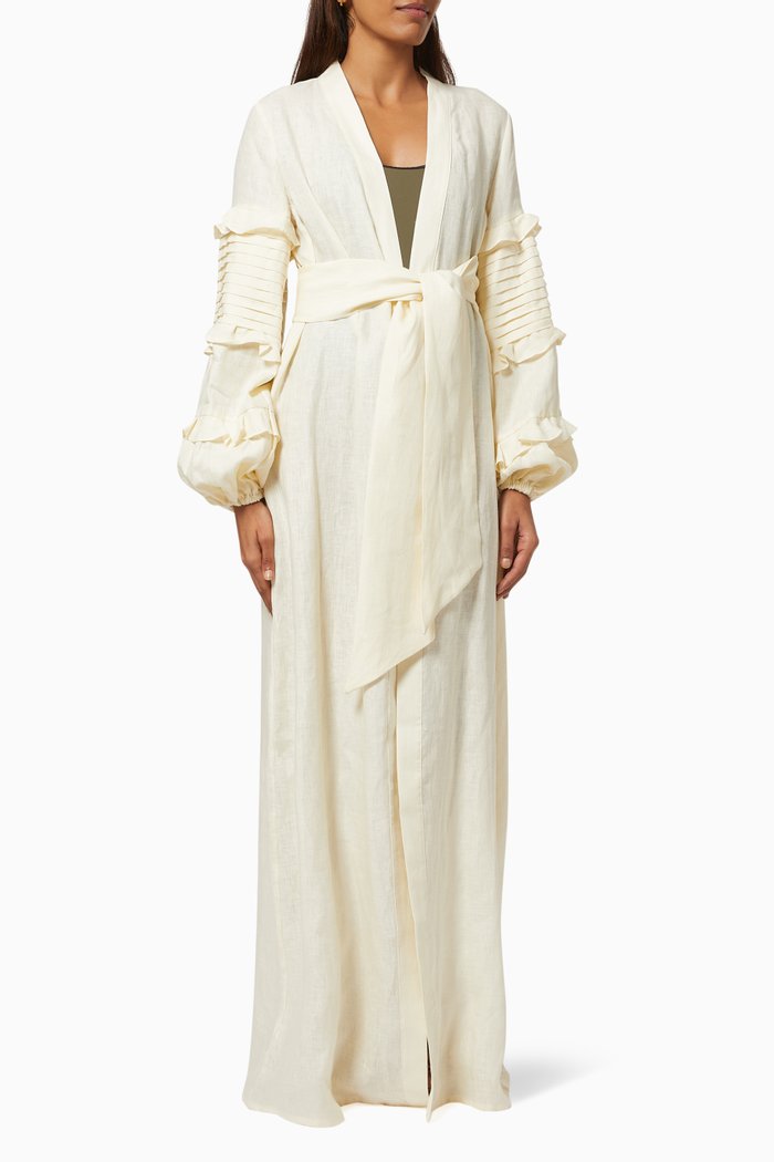 

Helena Long Kimono in Linen, Neutral