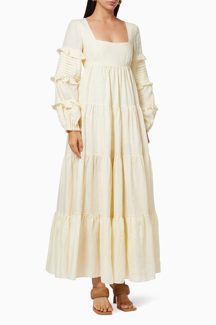 

Victoria Maxi Dress in Linen, Neutral