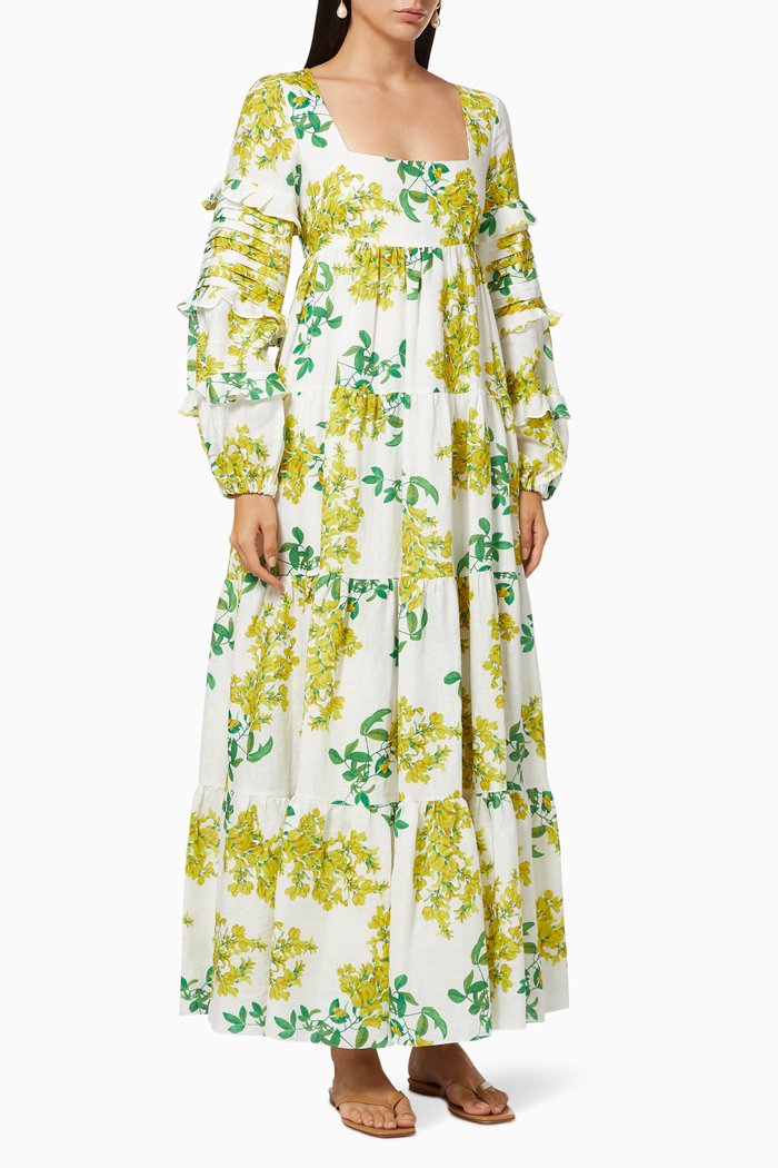 

Victoria Maxi Dress in Linen, Multicolour