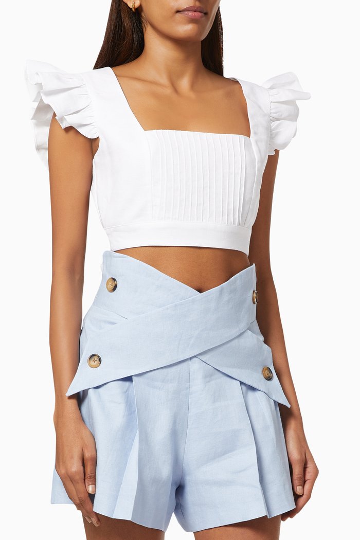 

Lily Blouse in Linen, White