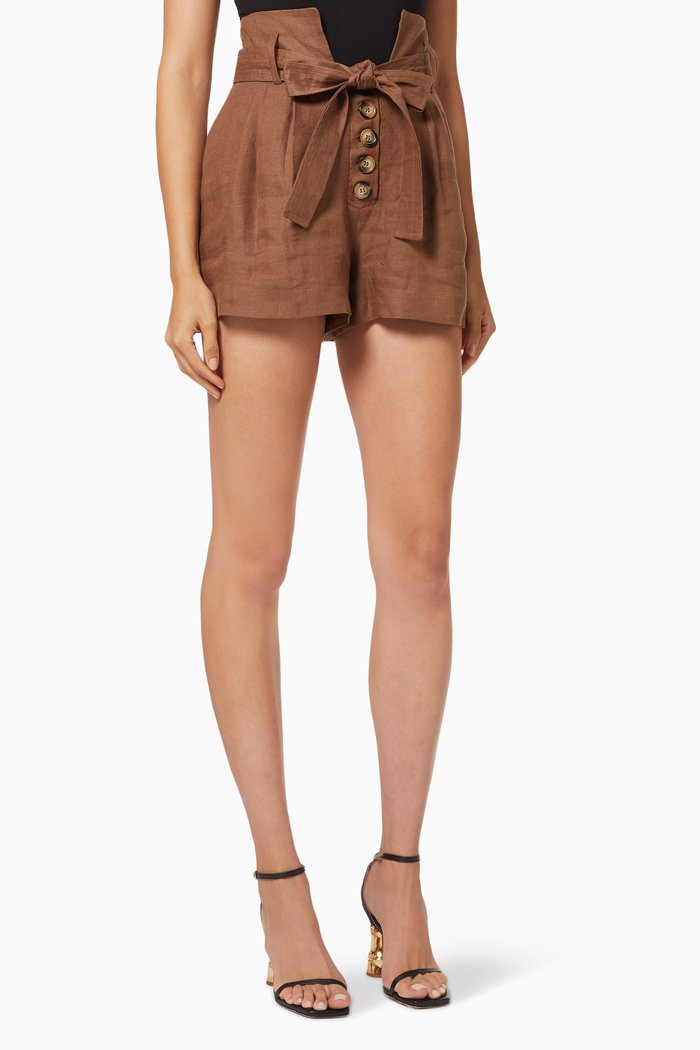 

Bonnie Shorts in Linen, Brown