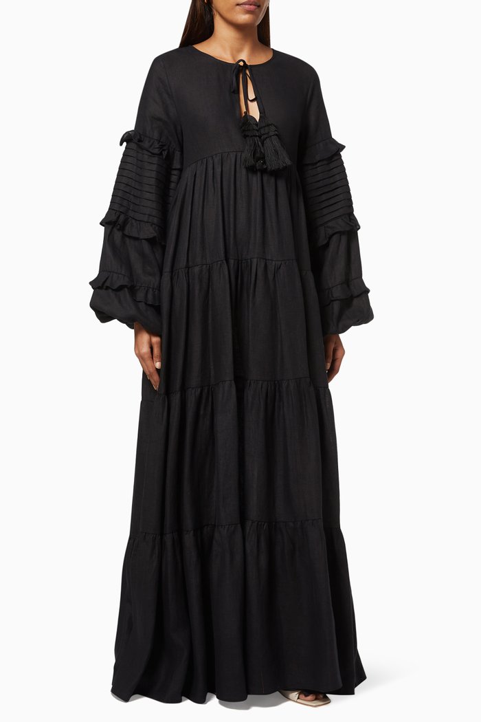 

Delilah Dress in Linen, Black
