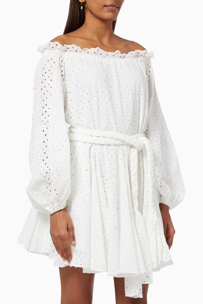 Charlize Dress in Crêpe Fabric, White