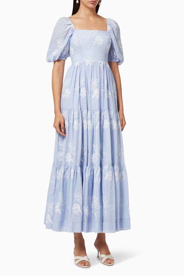 

Sophia Maxi Dress in Cotton Blend, Blue