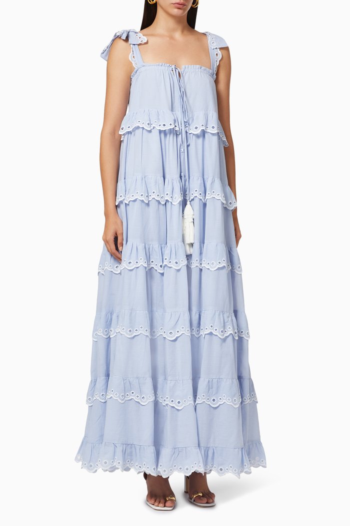 

Diana Maxi Dress in Cotton Blend, Blue