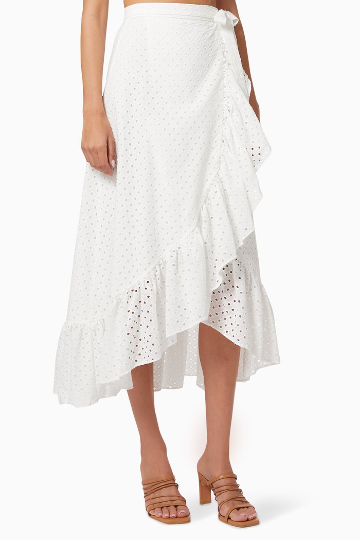 

Emma Flounce Wrap Skirt, White
