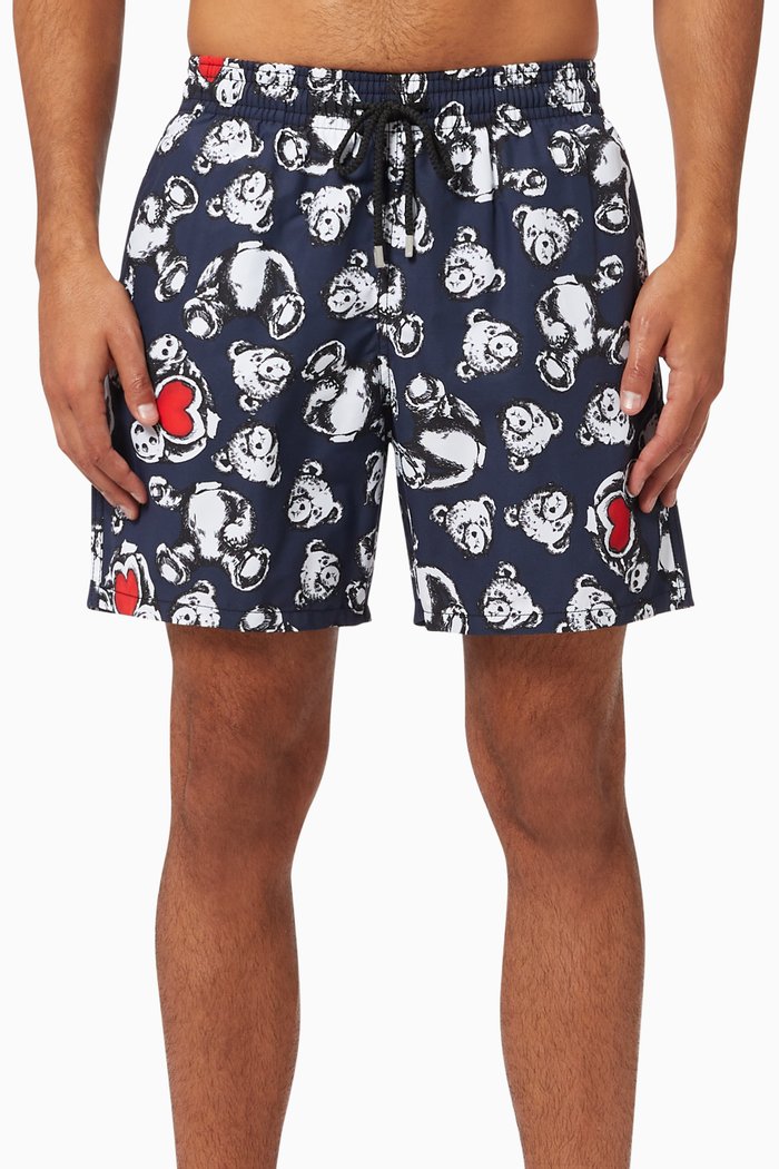 

x Vilebrequin Bear Print Swimshorts in Nylon, Blue