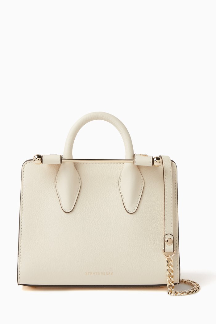 

Nano Tote Bag in Calfskin Leather, White