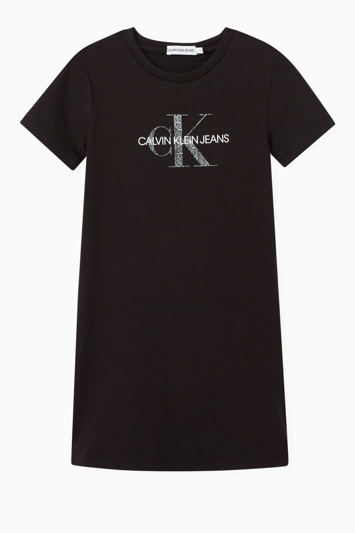 

Logo T-shirt Dress in Stretch Jersey, Black
