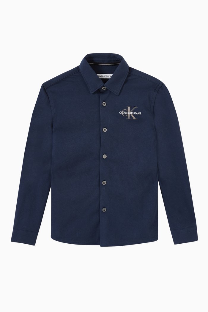 

Chest Logo Shirt in Poplin, Blue