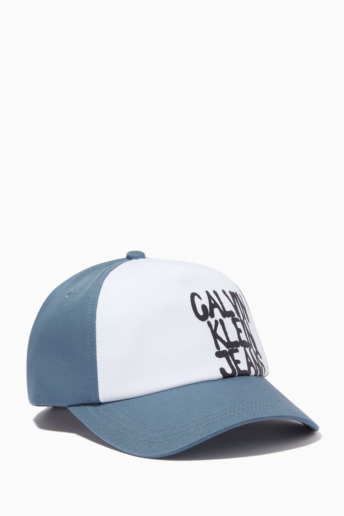 

CK Graffiti Baseball Cap in Gabardine, Blue