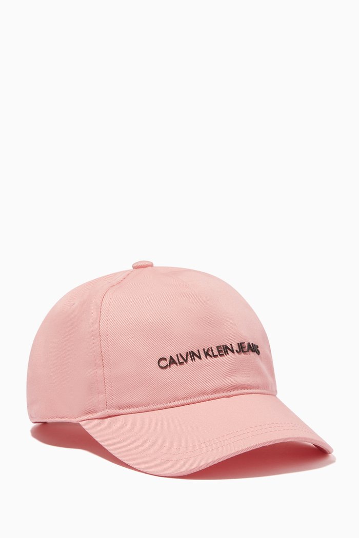 

CK Institutional Logo Baseball Cap in Cotton Twill, Pink