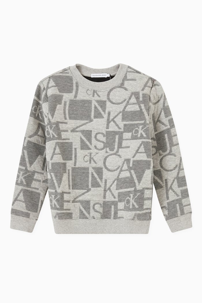 

Relaxed Logo Jacquard Sweatshirt in Fleece, Grey
