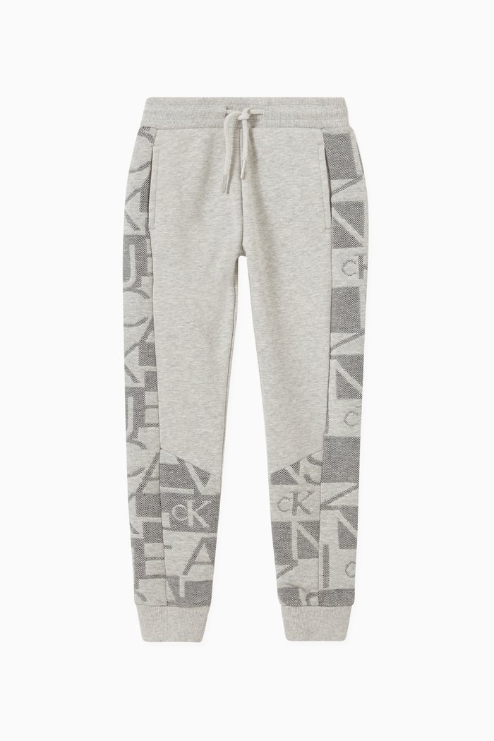 

Slim Logo Jacquard Track Pants in Blend Fleece, Grey