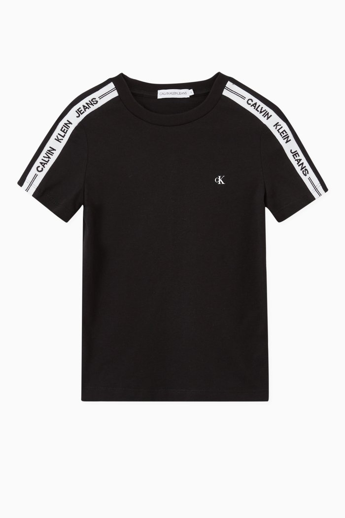 CK Logo Tape T-shirt in Organic Cotton, Black