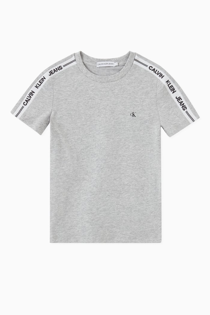 

CK Logo Tape T-shirt in Organic Cotton, Grey